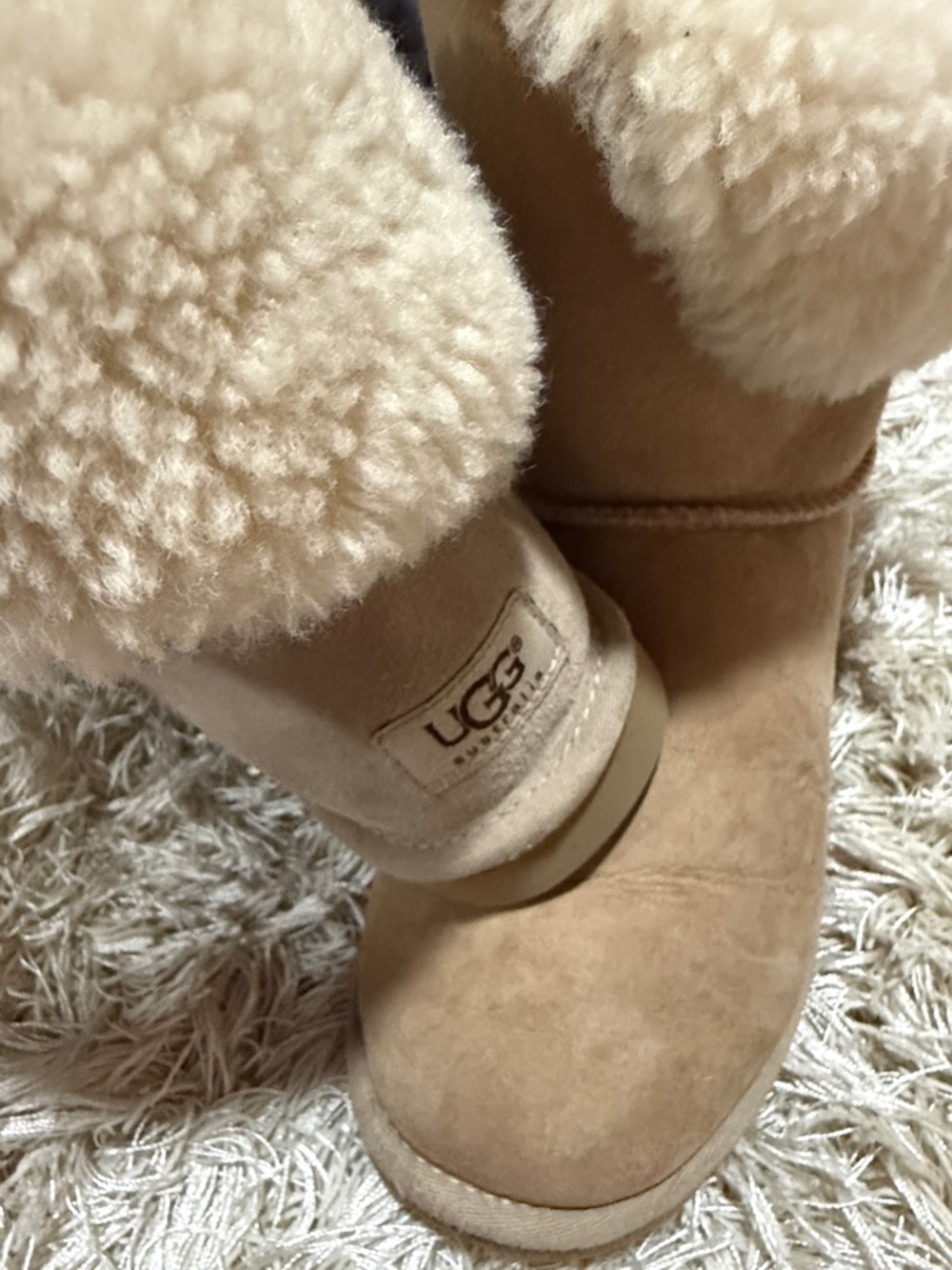 UGG Cozy Bailey Button Sheepskin Boots | Sand & Beige | Size 8 - Picture 5 of 15